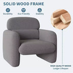 Poltrona singola in lino grigio con struttura in legno