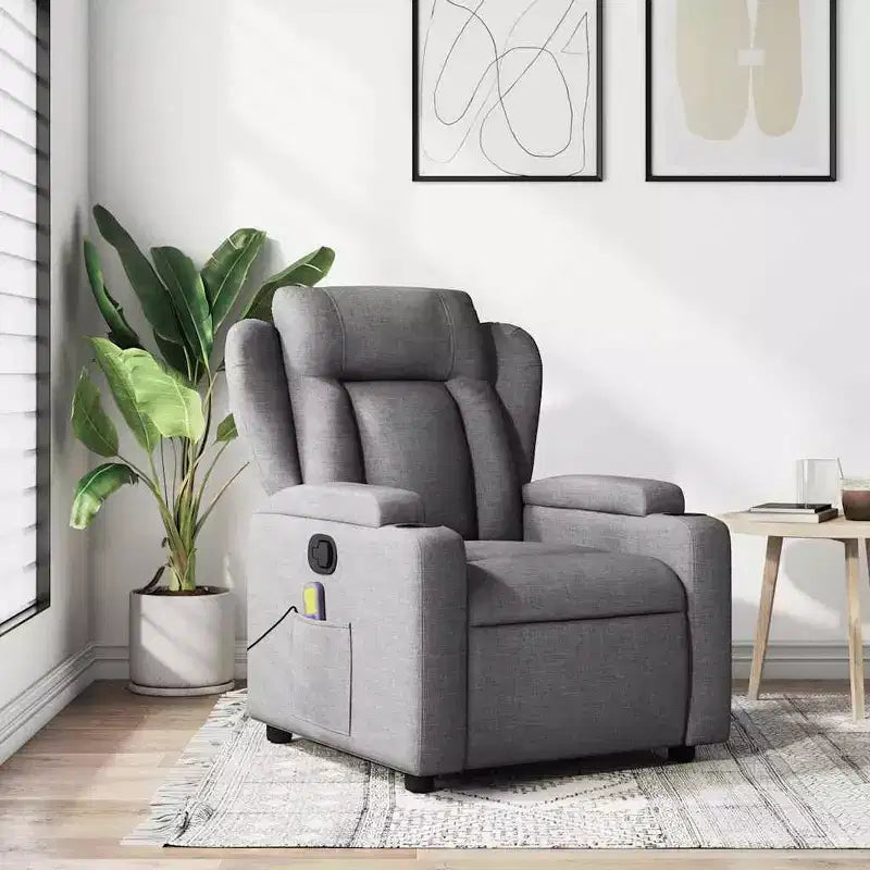 Poltrona reclinabile singola panna/grigio scuro con braccioli – 1 posto