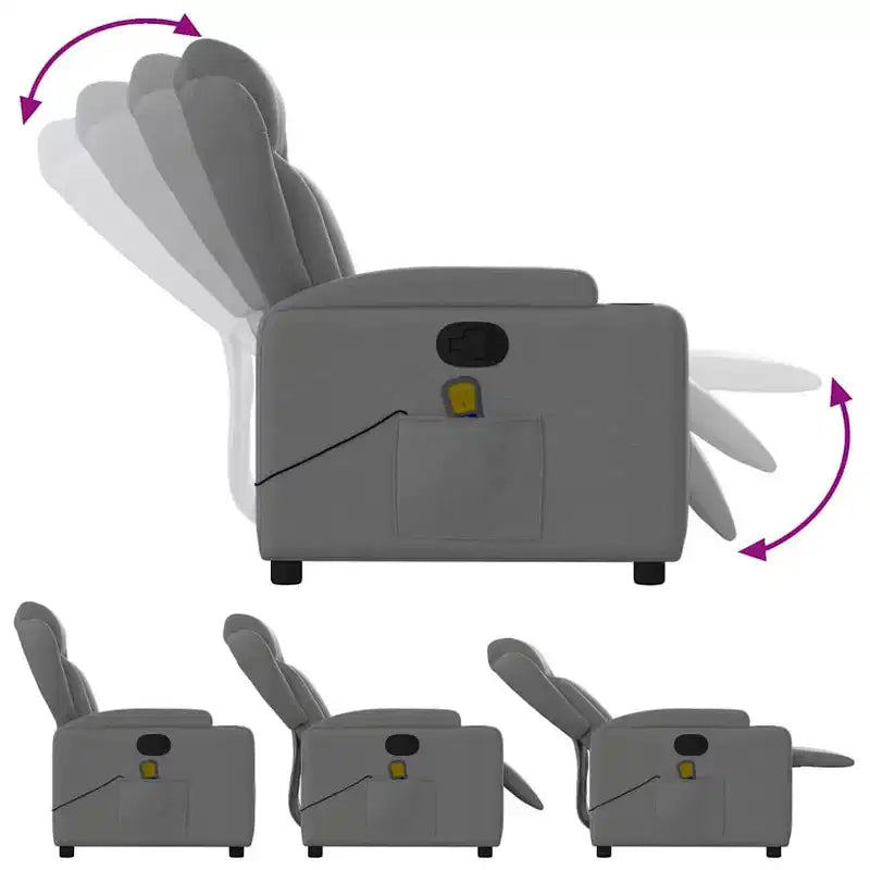 Poltrona reclinabile singola panna/grigio scuro con braccioli – 1 posto
