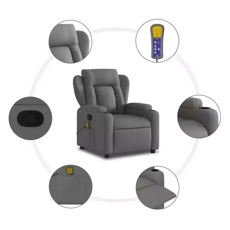 Poltrona reclinabile singola panna/grigio scuro con braccioli – 1 posto