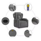 Poltrona reclinabile singola panna/grigio scuro con braccioli – 1 posto