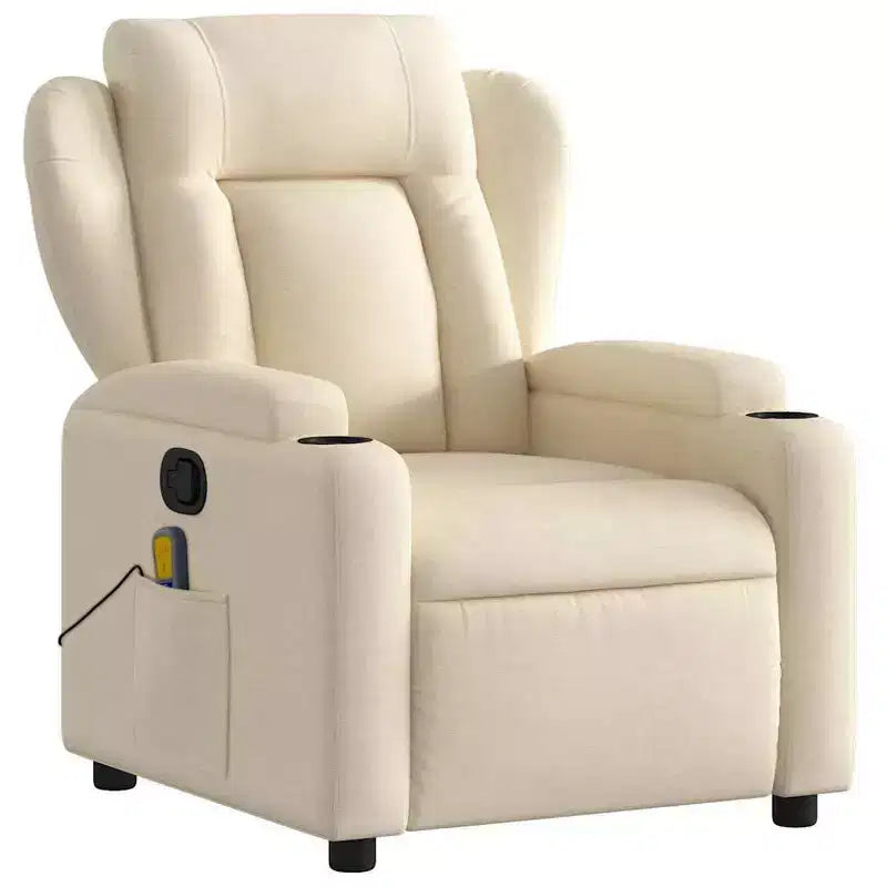 Poltrona reclinabile singola panna/grigio scuro con braccioli – 1 posto
