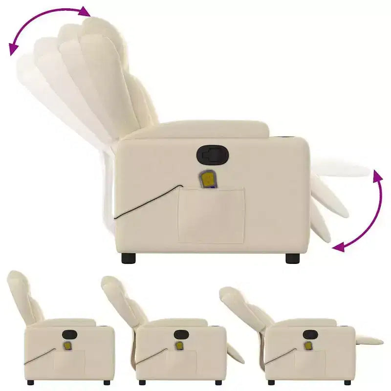 Poltrona reclinabile singola panna/grigio scuro con braccioli – 1 posto