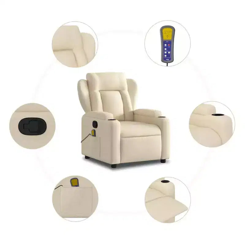 Poltrona reclinabile singola panna/grigio scuro con braccioli – 1 posto