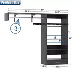 Organizzatore per Armadio a Muro Color Rovere Beige / Nero / Naturale / Bianco con Asta Appendiabiti, Ripiani e Cassetto Scorrevole