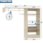 Organizzatore per Armadio a Muro Color Rovere Beige / Nero / Naturale / Bianco con Asta Appendiabiti, Ripiani e Cassetto Scorrevole