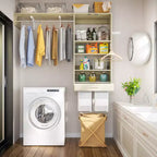 Organizzatore per Armadio a Muro Color Rovere Beige / Nero / Naturale / Bianco con Asta Appendiabiti, Ripiani e Cassetto Scorrevole