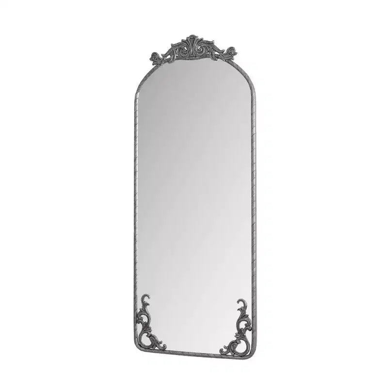 Specchio a parete a figura intera ad arco Argento / Argento anticato, 1 persona, 58" x 24"