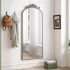 Specchio a parete a figura intera ad arco Argento / Argento anticato, 1 persona, 58" x 24"