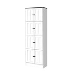 Mobiletto alto noce/bianco, 8 ante 4 ripiani, organizer autoportante, utilizzo per 1 persona