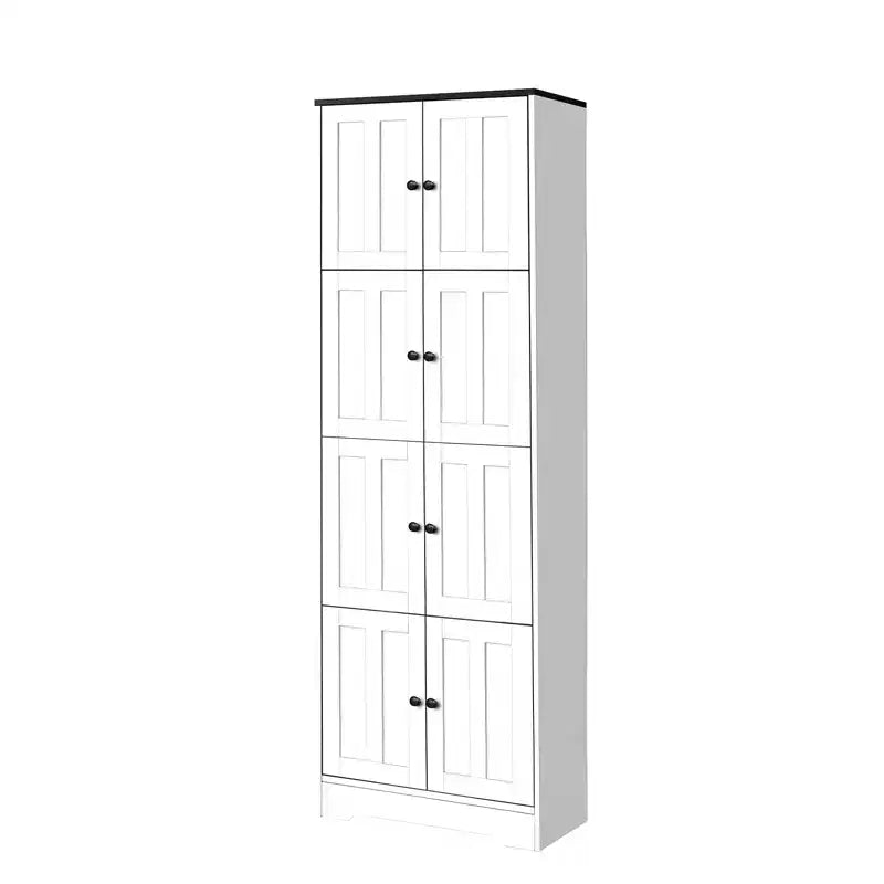 Mobiletto alto noce/bianco, 8 ante 4 ripiani, organizer autoportante, utilizzo per 1 persona