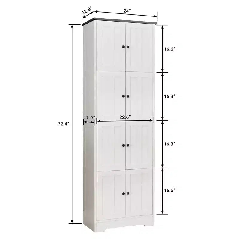 Mobiletto alto noce/bianco, 8 ante 4 ripiani, organizer autoportante, utilizzo per 1 persona