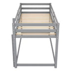 Letto a Castello a Pavimento per Bambini (2 Posti Letto Singoli) Grigio/Bianco con Scaletta e Sponda, Adatto a 2 Bambini