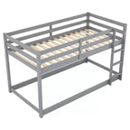 Letto a Castello a Pavimento per Bambini (2 Posti Letto Singoli) Grigio/Bianco con Scaletta e Sponda, Adatto a 2 Bambini