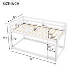 Letto a Castello a Pavimento per Bambini (2 Posti Letto Singoli) Grigio/Bianco con Scaletta e Sponda, Adatto a 2 Bambini