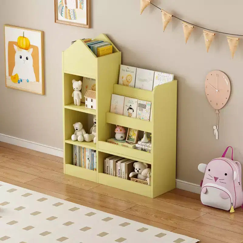 Libreria Bianca a Scomparti Frontali per Bambini con Contenitore – 6 Scomparti, 2 Cesti, per 1 Bambino di età 3+