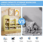 Libreria Bianca a Scomparti Frontali per Bambini con Contenitore – 6 Scomparti, 2 Cesti, per 1 Bambino di età 3+