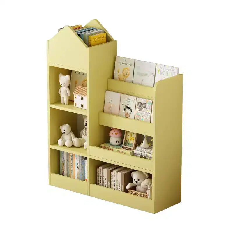 Libreria Bianca a Scomparti Frontali per Bambini con Contenitore – 6 Scomparti, 2 Cesti, per 1 Bambino di età 3+