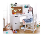Set scrivania e sedia bianche per bambini con libreria, contenitori e bacheca in sughero – Per 1 bambino (età 10+)
