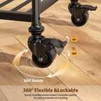 Carrello da cucina a 3 livelli con ruote – Nero / Marrone / Rovere Grigio | Ruote con blocco