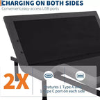 Telaio letto regolabile nero con massaggio e luce LED | Queen / Twin XL | 2 persone