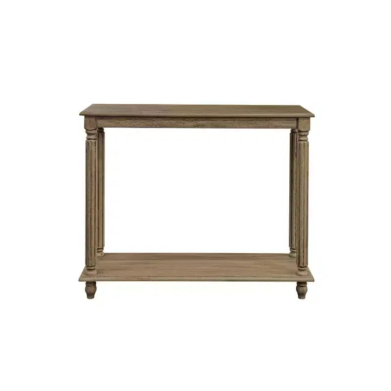 Tavolo console a 2 ripiani in quercia anticata/bianco anticato, da assemblare in 1 persona