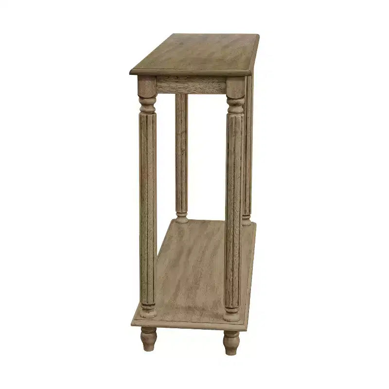 Tavolo console a 2 ripiani in quercia anticata/bianco anticato, da assemblare in 1 persona