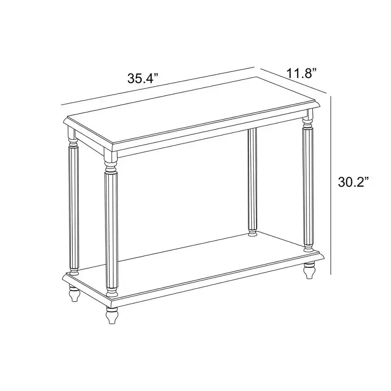 Tavolo console a 2 ripiani in quercia anticata/bianco anticato, da assemblare in 1 persona