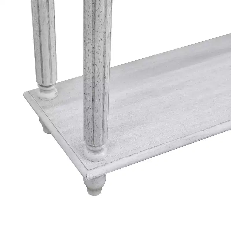 Tavolo console a 2 ripiani in quercia anticata/bianco anticato, da assemblare in 1 persona