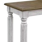 Tavolo console a 2 ripiani in quercia anticata/bianco anticato, da assemblare in 1 persona