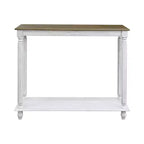 Tavolo console a 2 ripiani in quercia anticata/bianco anticato, da assemblare in 1 persona