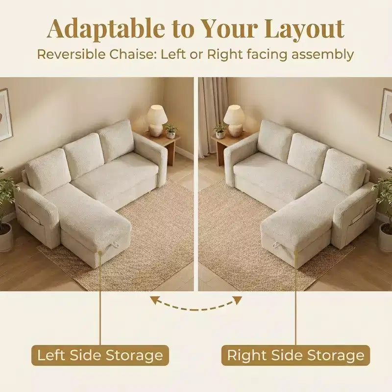 Divano sezionale a L con letto estraibile in ciniglia e lino grigio scuro/verde, 3 posti