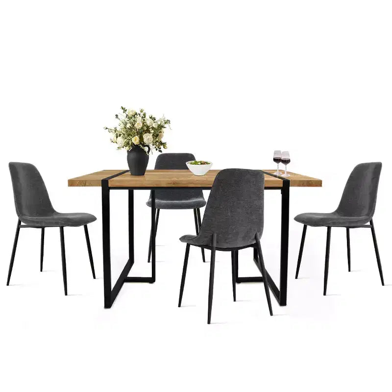 Set da pranzo rettangolare 5 pezzi – 4 posti, sedie imbottite