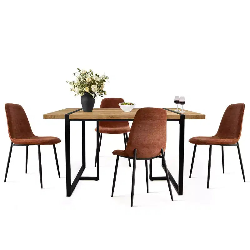 Set da pranzo rettangolare 5 pezzi – 4 posti, sedie imbottite