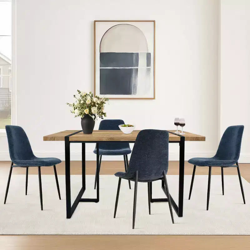 Set da pranzo rettangolare 5 pezzi – 4 posti, sedie imbottite