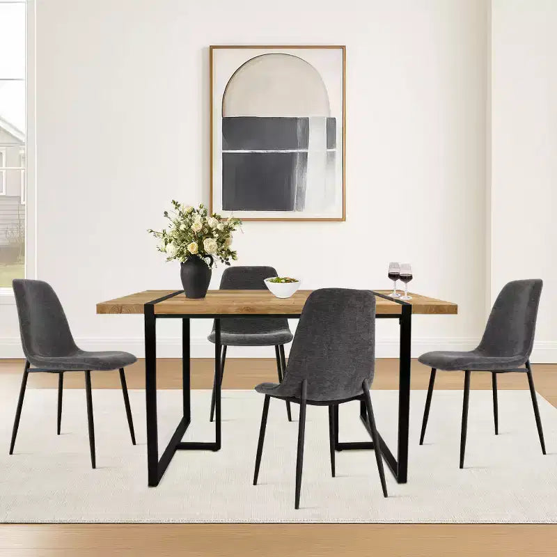 Set da pranzo rettangolare 5 pezzi – 4 posti, sedie imbottite