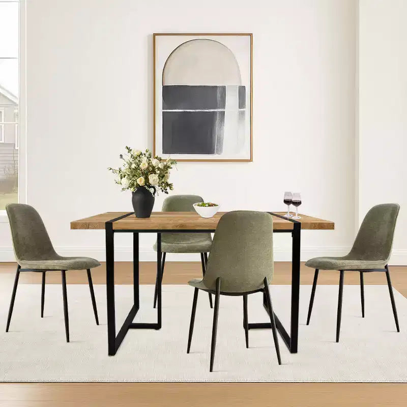 Set da pranzo rettangolare 5 pezzi – 4 posti, sedie imbottite