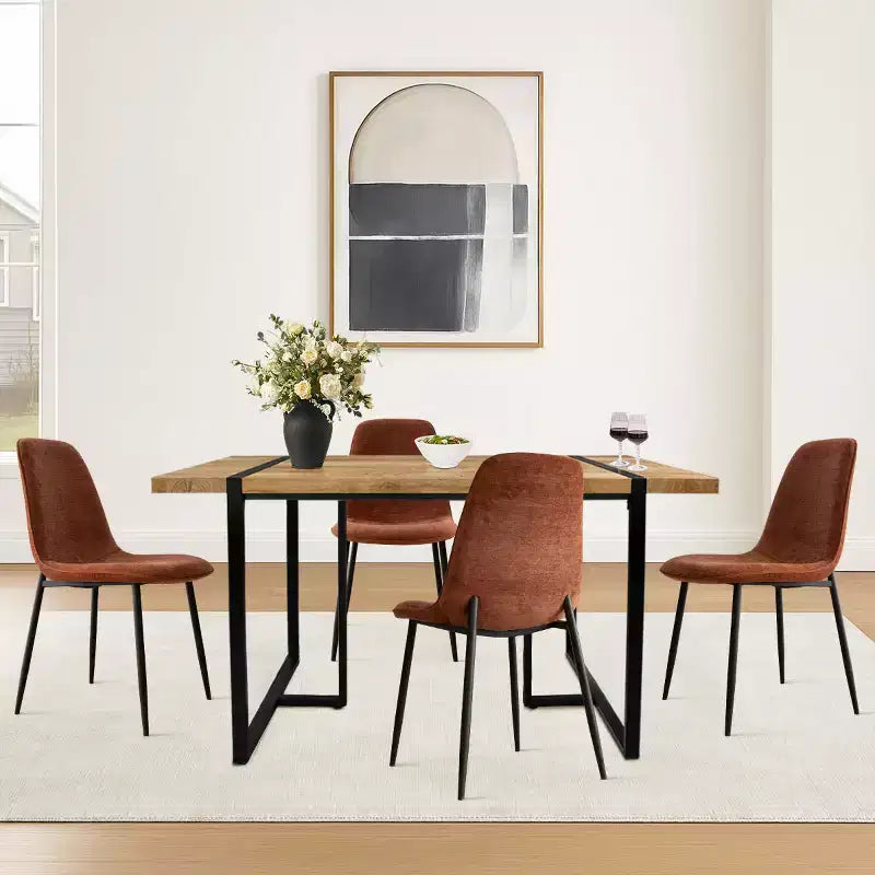 Set da pranzo rettangolare 5 pezzi – 4 posti, sedie imbottite