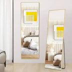 Specchio Oro a Figura Intera, 150×40 cm, Cornice in Alluminio, da Terra/Parete, 1 Persona