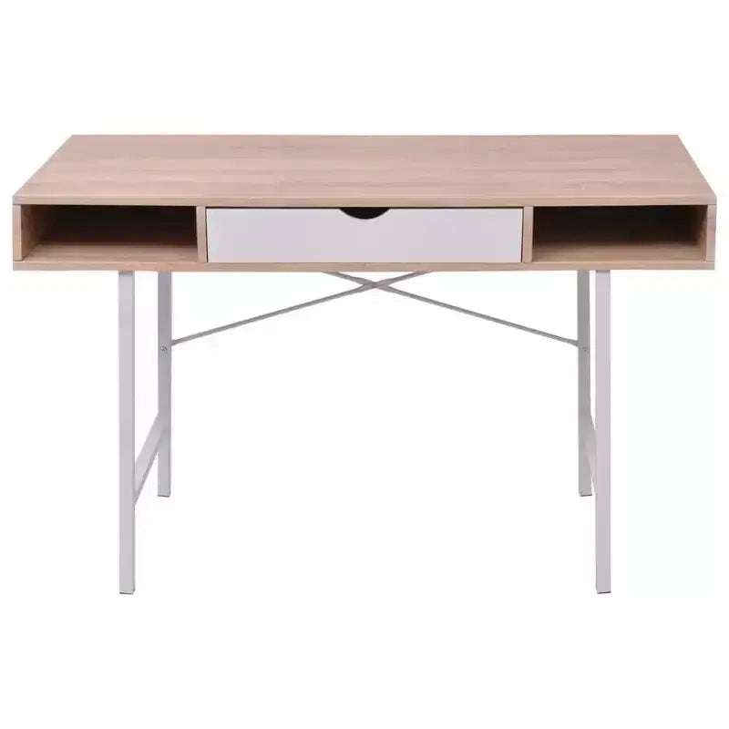 Scrivania in Rovere e Bianca con Cassetto, 1 Posto