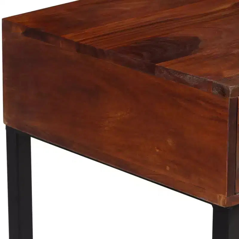Scrivania in Legno Marrone Scuro e Pelle, 1 Posto