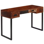 Scrivania in Legno Marrone Scuro e Pelle, 1 Posto