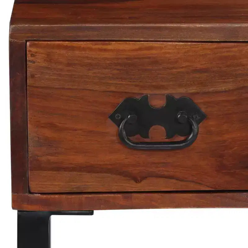 Scrivania in Legno Marrone Scuro e Pelle, 1 Posto