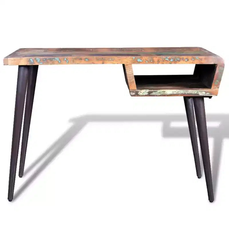 Scrivania in legno di recupero multicolore con gambe in ferro nero – 1 persona