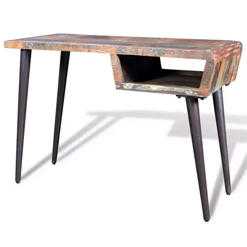 Scrivania in legno di recupero multicolore con gambe in ferro nero – 1 persona