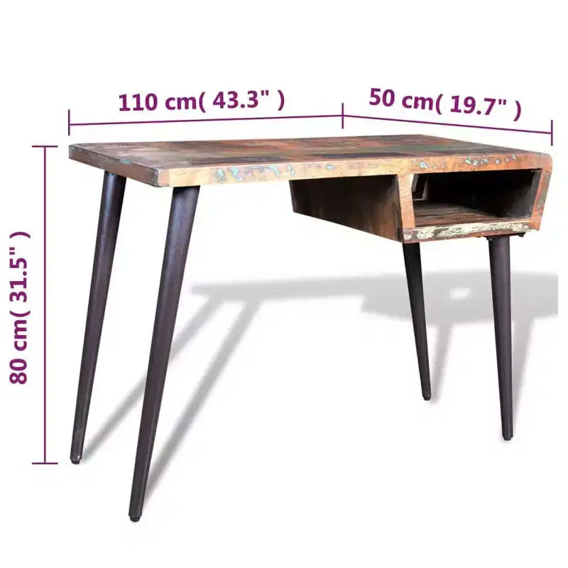 Scrivania in legno di recupero multicolore con gambe in ferro nero – 1 persona