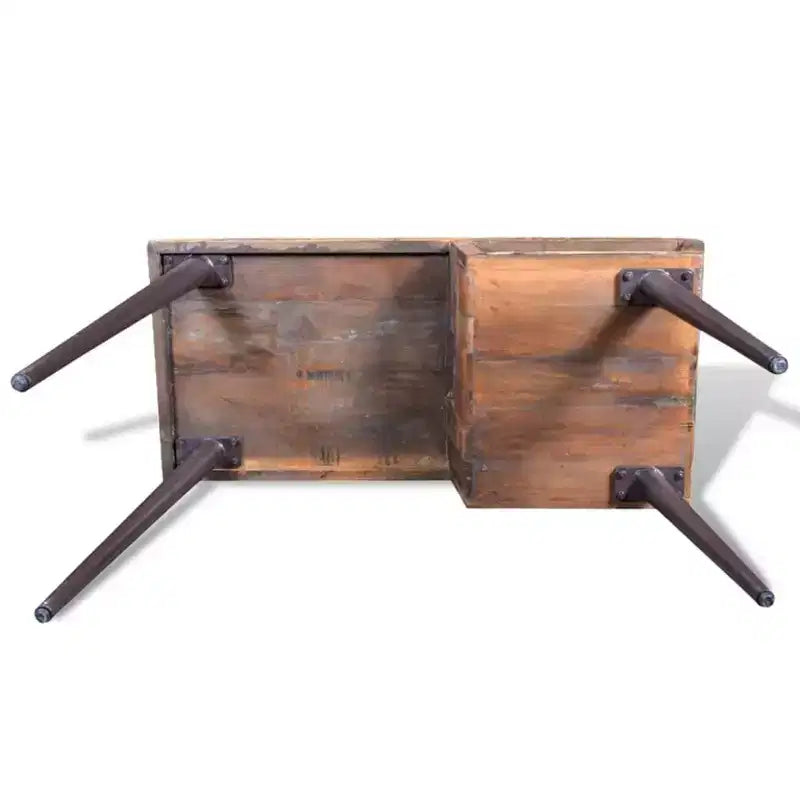 Scrivania in legno di recupero multicolore con gambe in ferro nero – 1 persona