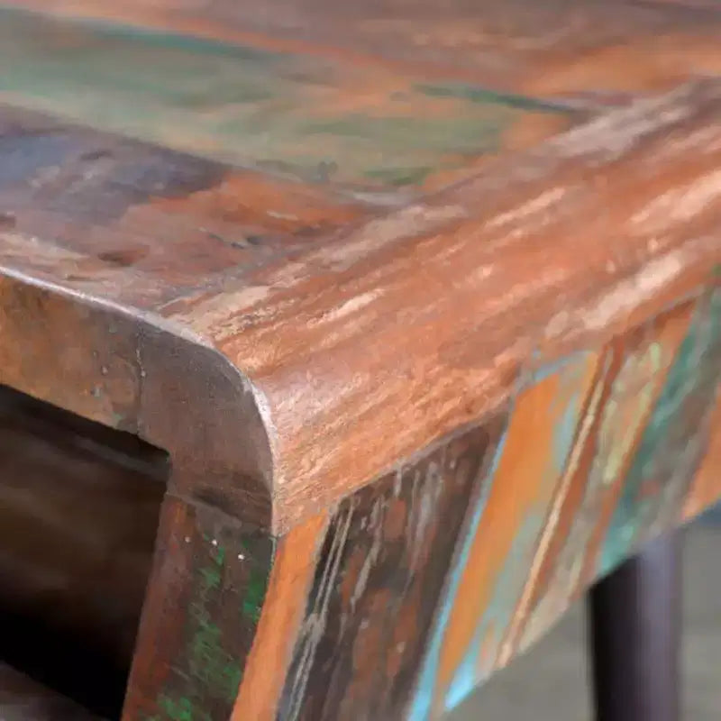 Scrivania in legno di recupero multicolore con gambe in ferro nero – 1 persona