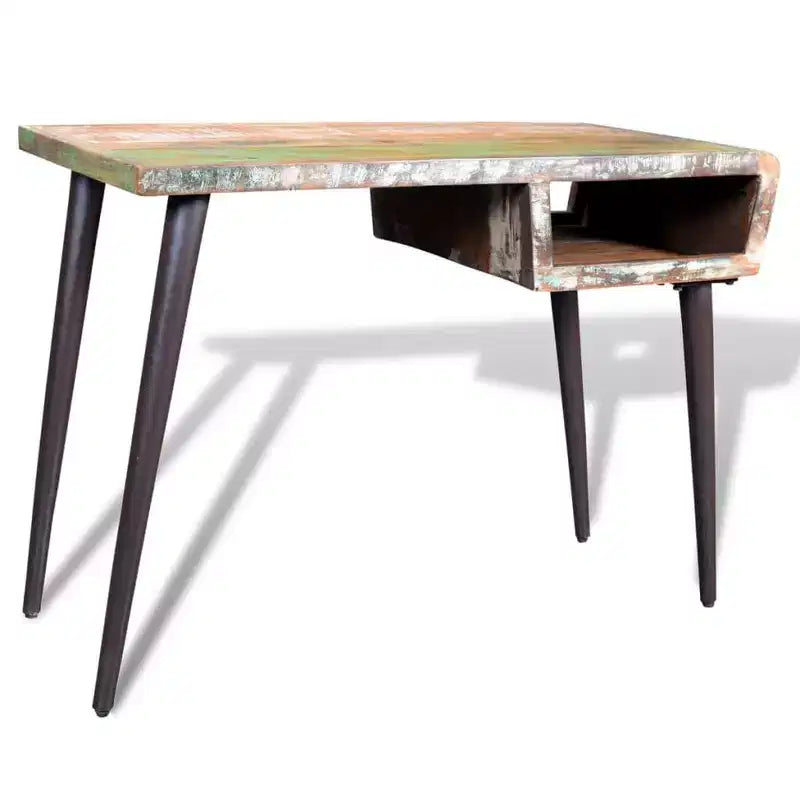 Scrivania in legno di recupero multicolore con gambe in ferro nero – 1 persona