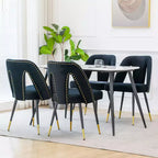Sedia da pranzo rivestita in velluto nero con borchie decorative, senza braccioli, set da 2 (1 per sedia)